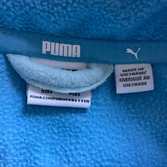 Puma Kids Girls Fleece Blue Sweatshirt Size 6 Pull Over Lightweight - Picture 5 of 6